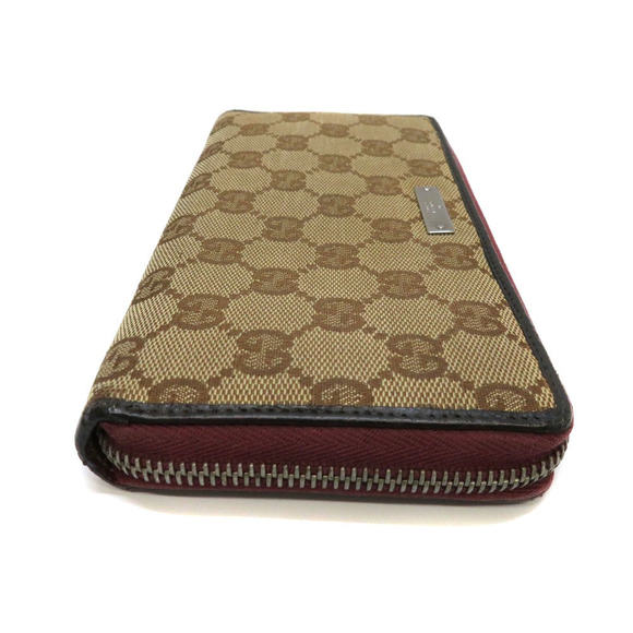 Gucci Zip Canvas Beige GG Long Brown Wallet - Picture 1 of 6